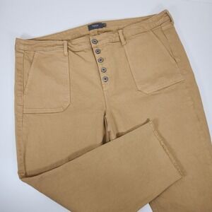 Women's Torrid Feel the Fit Raw Hem Button‎ Fly 22R Hi Rise Crop Aviator Jean